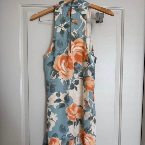 Lulus Part Of Your World Dusty Sage Floral Print Swing Dress Blue - Size Medium - Picture 7 of 7